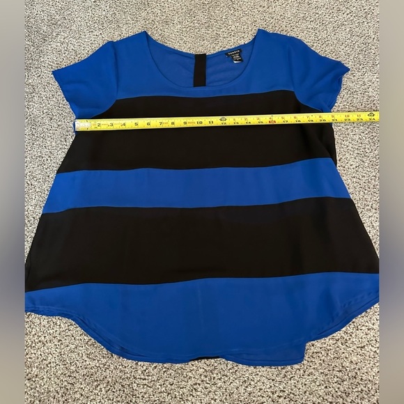 TORRID 0 0X XL Cobalt Blue Black Stripe Chiffon Top Buttons R $45 - Picture 9 of 10